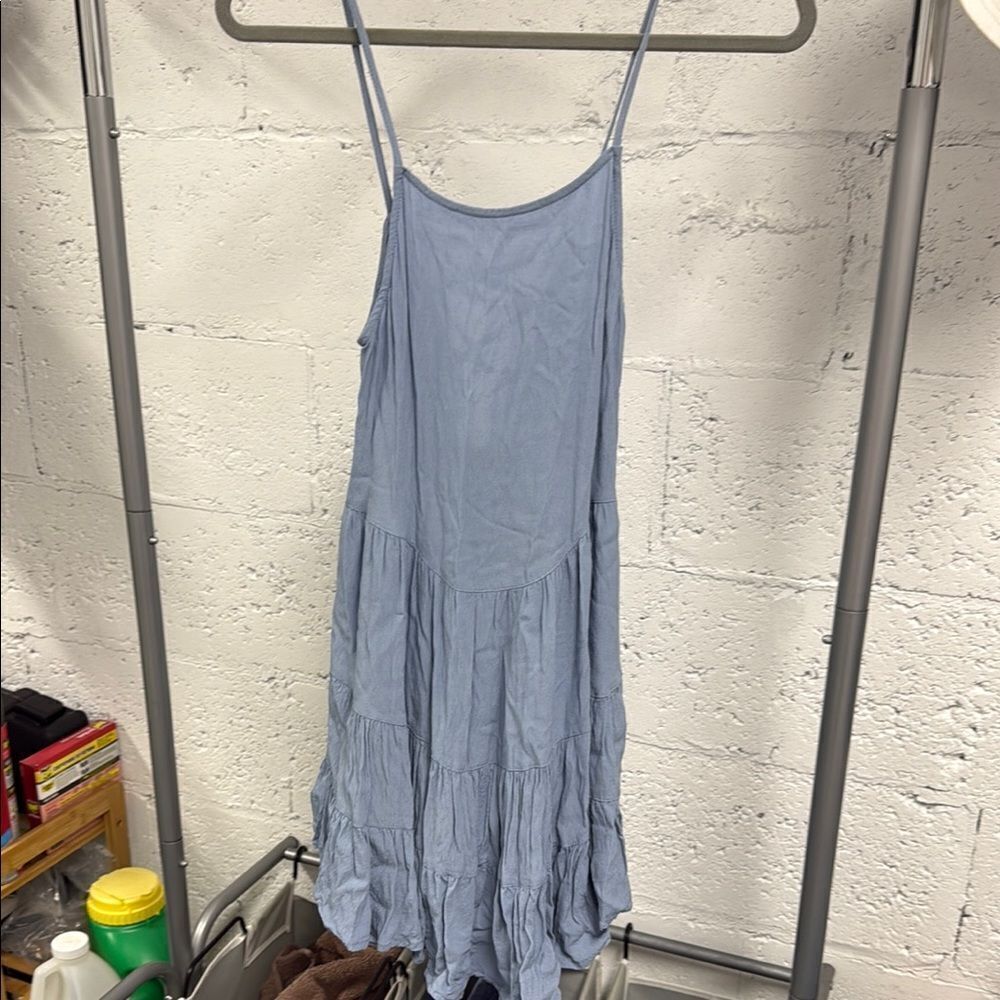 Elegant Blue Sleeveless Dress - ETIQUETTE - Size Small Open Back Summer Dress